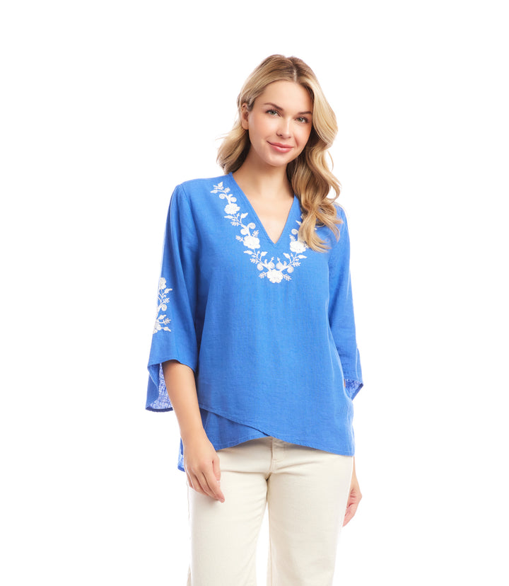 Bracelet Sleeve Embroidered Asymmetric Top