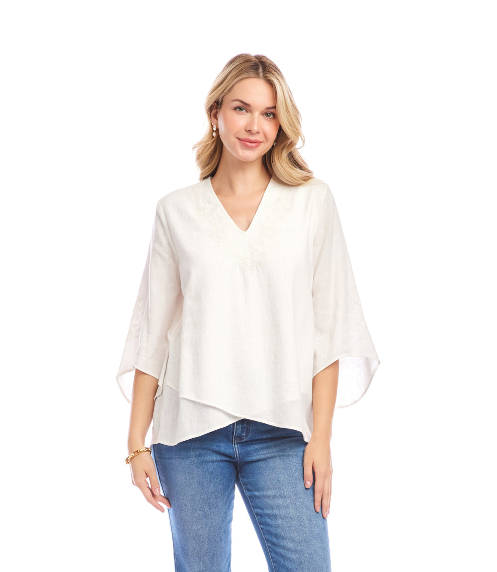 Bracelet Sleeve Embroidered Asymmetric Top