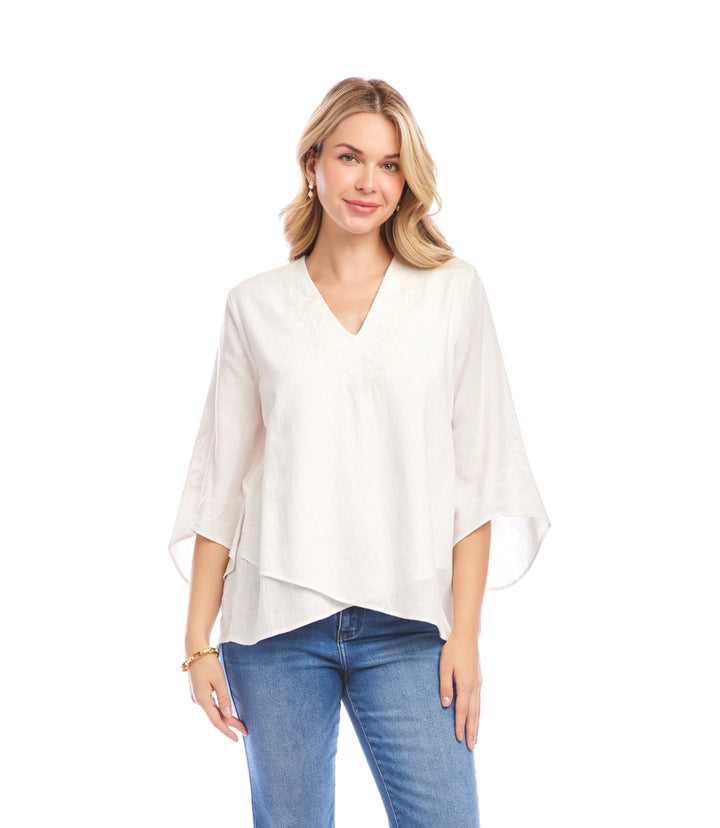 Bracelet Sleeve Embroidered Asymmetric Top