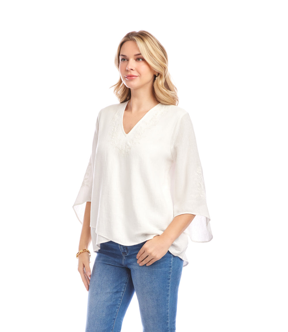 Bracelet Sleeve Embroidered Asymmetric Top