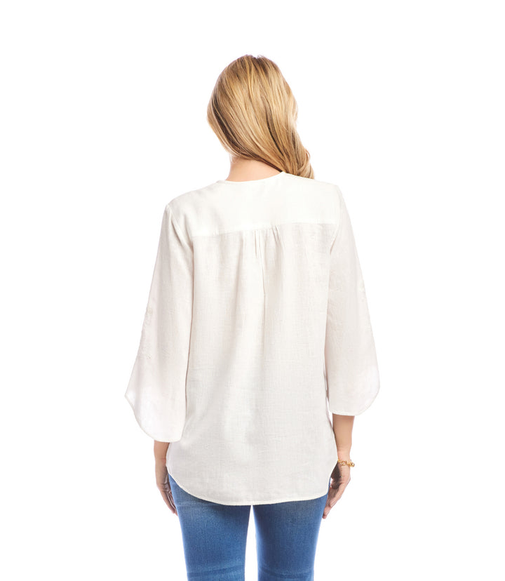 Bracelet Sleeve Embroidered Asymmetric Top
