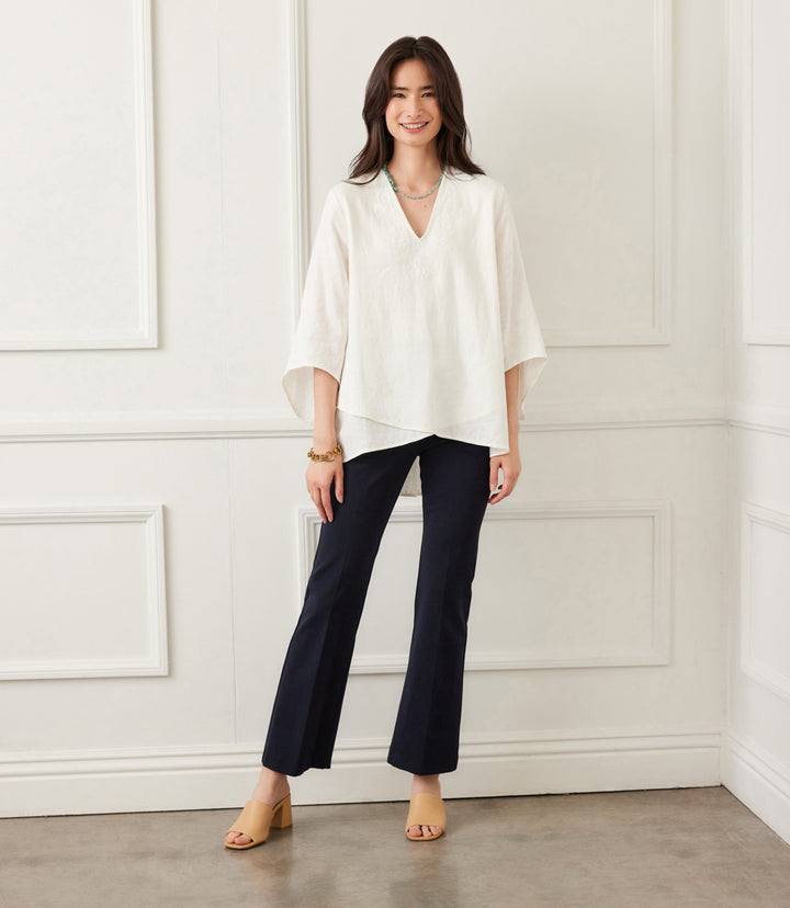 Bracelet Sleeve Embroidered Asymmetric Top