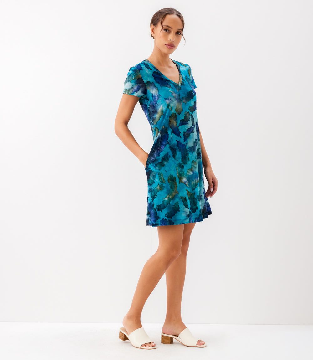 Short Sleeve A-Line Dress - Stylish Tie Dye Knit Jacquard for All