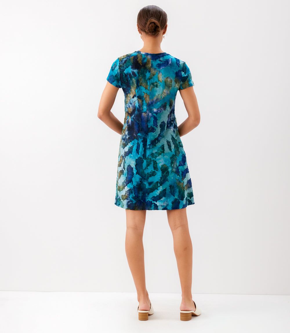 Karen Kane Women's Short Sleeve A-Line Dress, Extra Large, XL, Teal, Tie Dye, Polyester/Rayon/Spandex Karen Kane Women's Short Sleeve A-Line Dress, Extra Large, XL, Teal, Tie Dye, Polyester/Rayon/Spandex