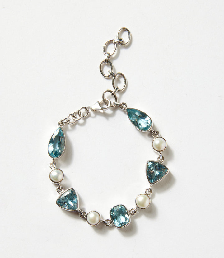 Blue Topaz And Pearl Bracelet