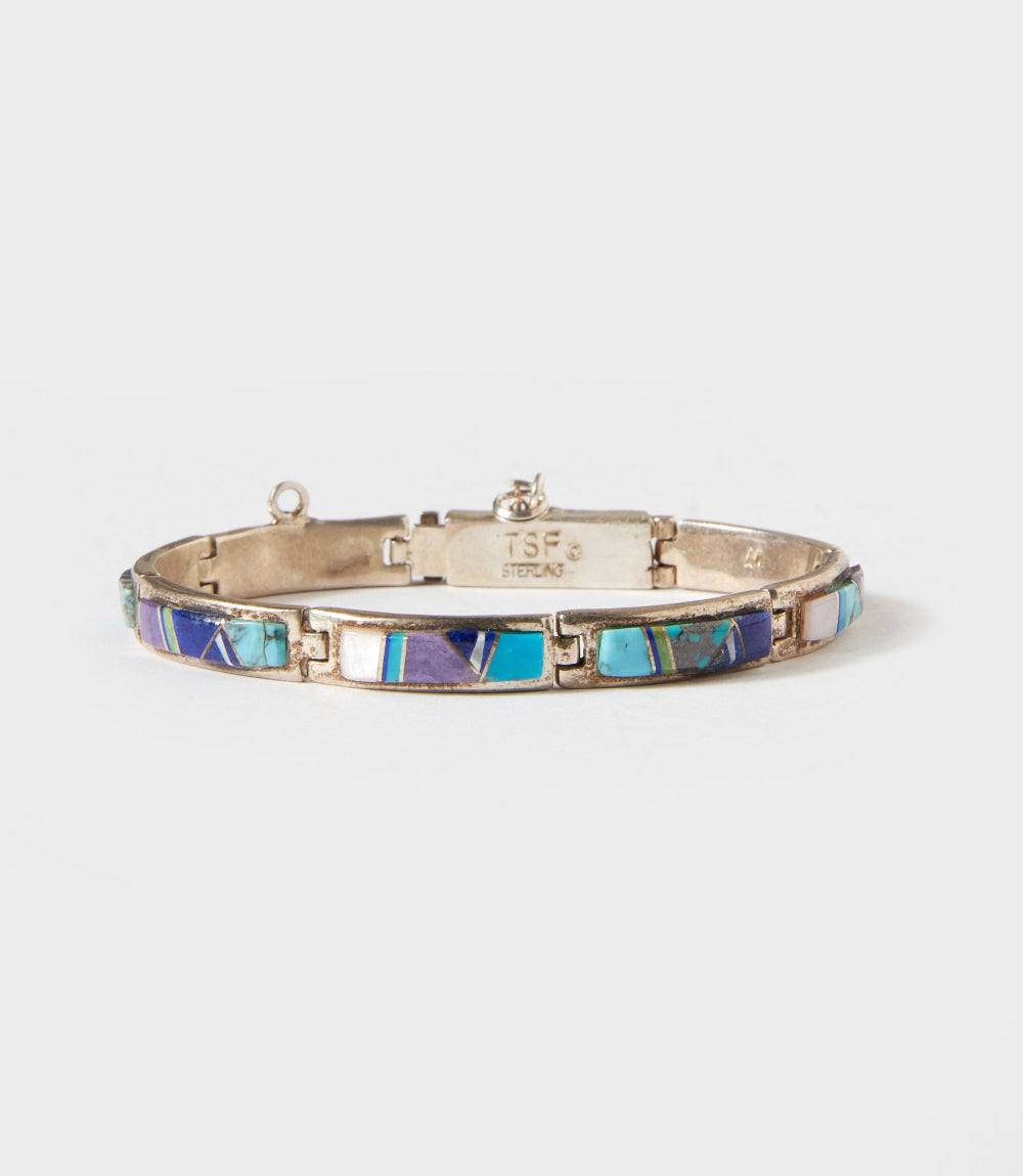 Turquoise & Multi Color Gemstone Inlay Bracelet