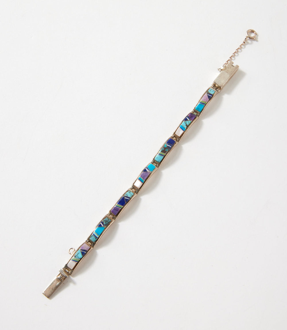 Turquoise & Multi Color Gemstone Inlay Bracelet