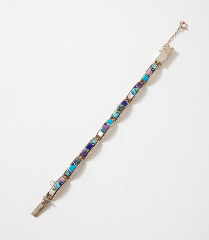 Turquoise & Multi Color Gemstone Inlay Bracelet
