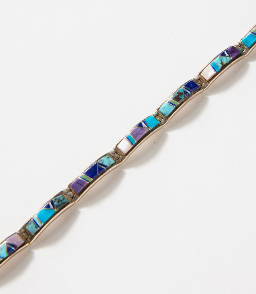 Turquoise & Multi Color Gemstone Inlay Bracelet