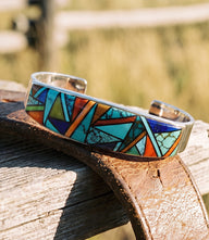 Turquoise And Spiny Oyster Inlay Cuff Bracelet