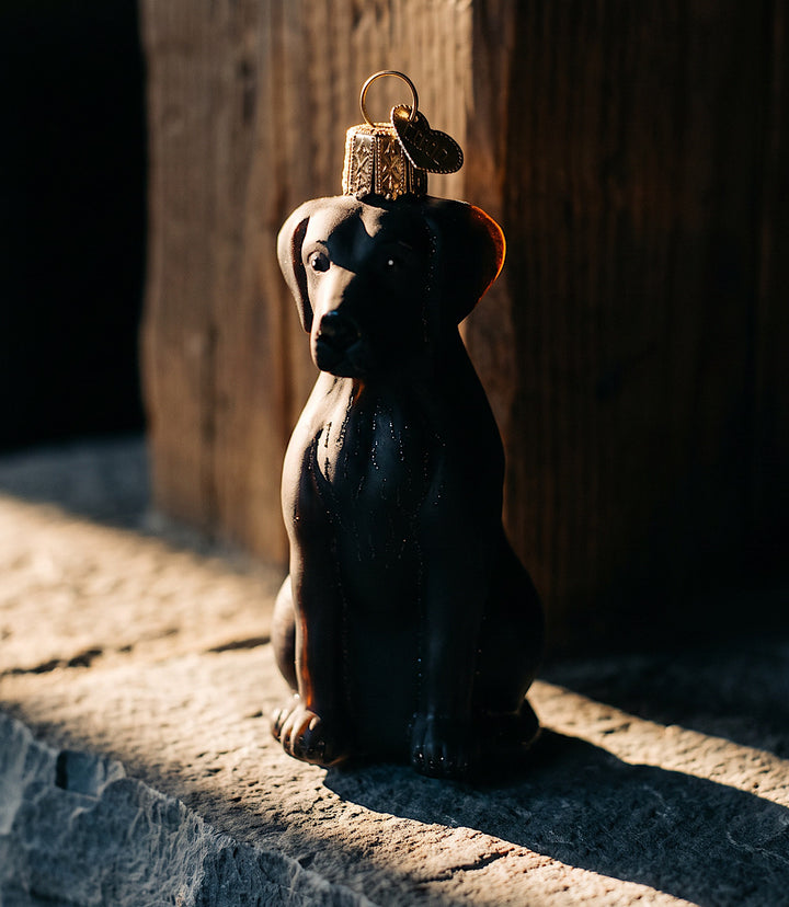 Black Labrador Glass Ornament