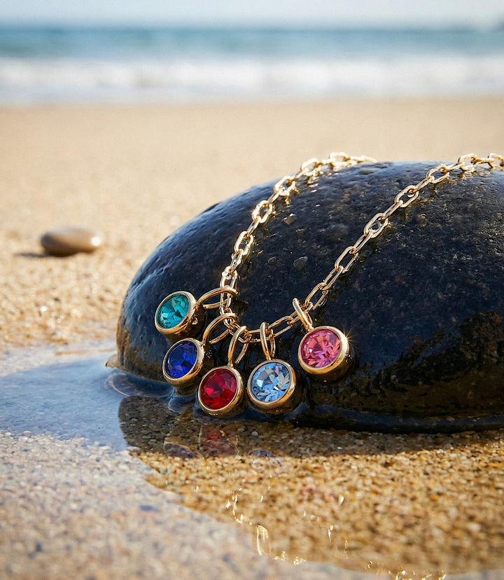 Five Gem Charm Necklace