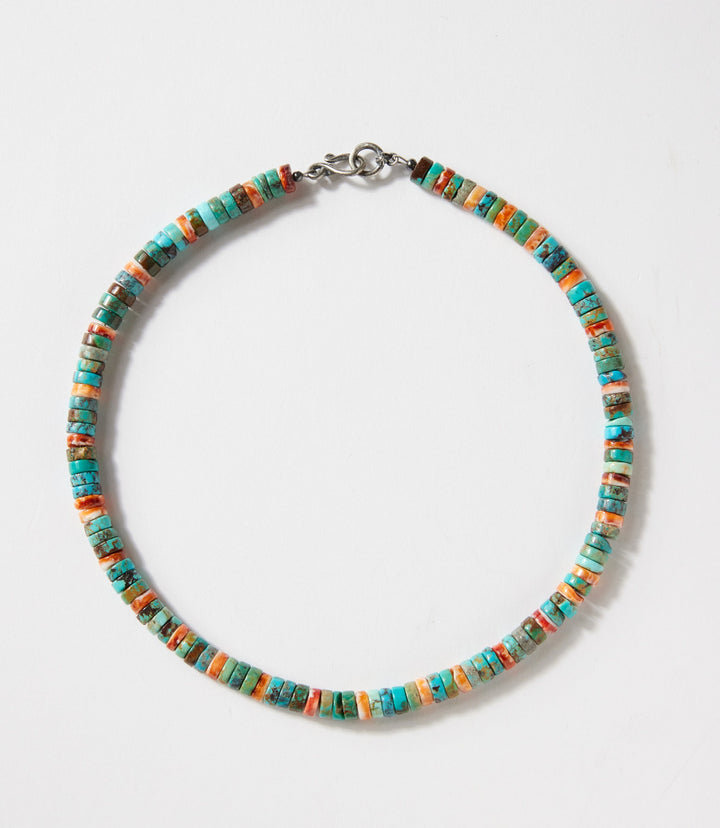 Kingman Turquoise & Spiny Oyster Beaded Necklace