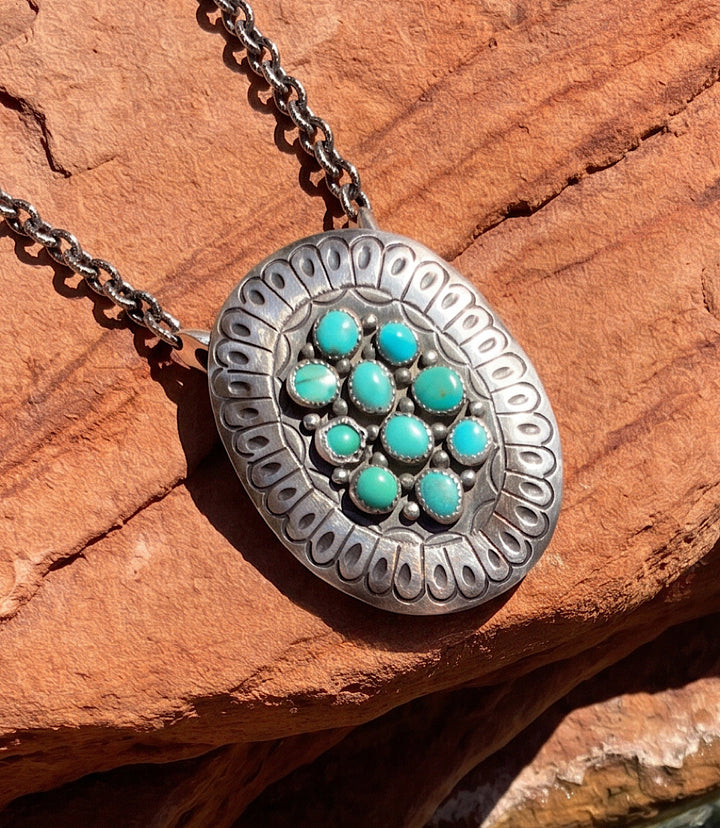 Vintage Kingman Turquoise Concho Necklace