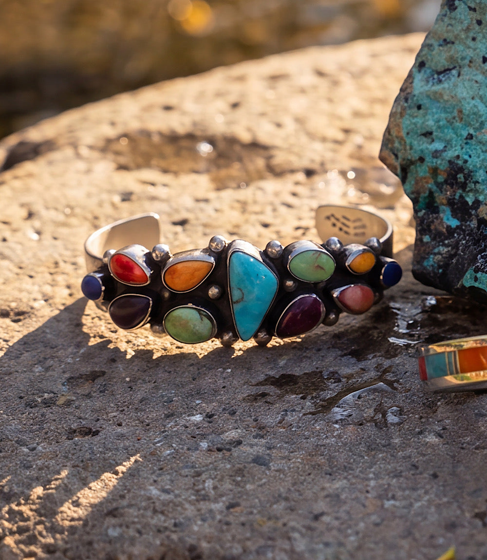 Multi-Stone Turquoise Cuff Bracelet