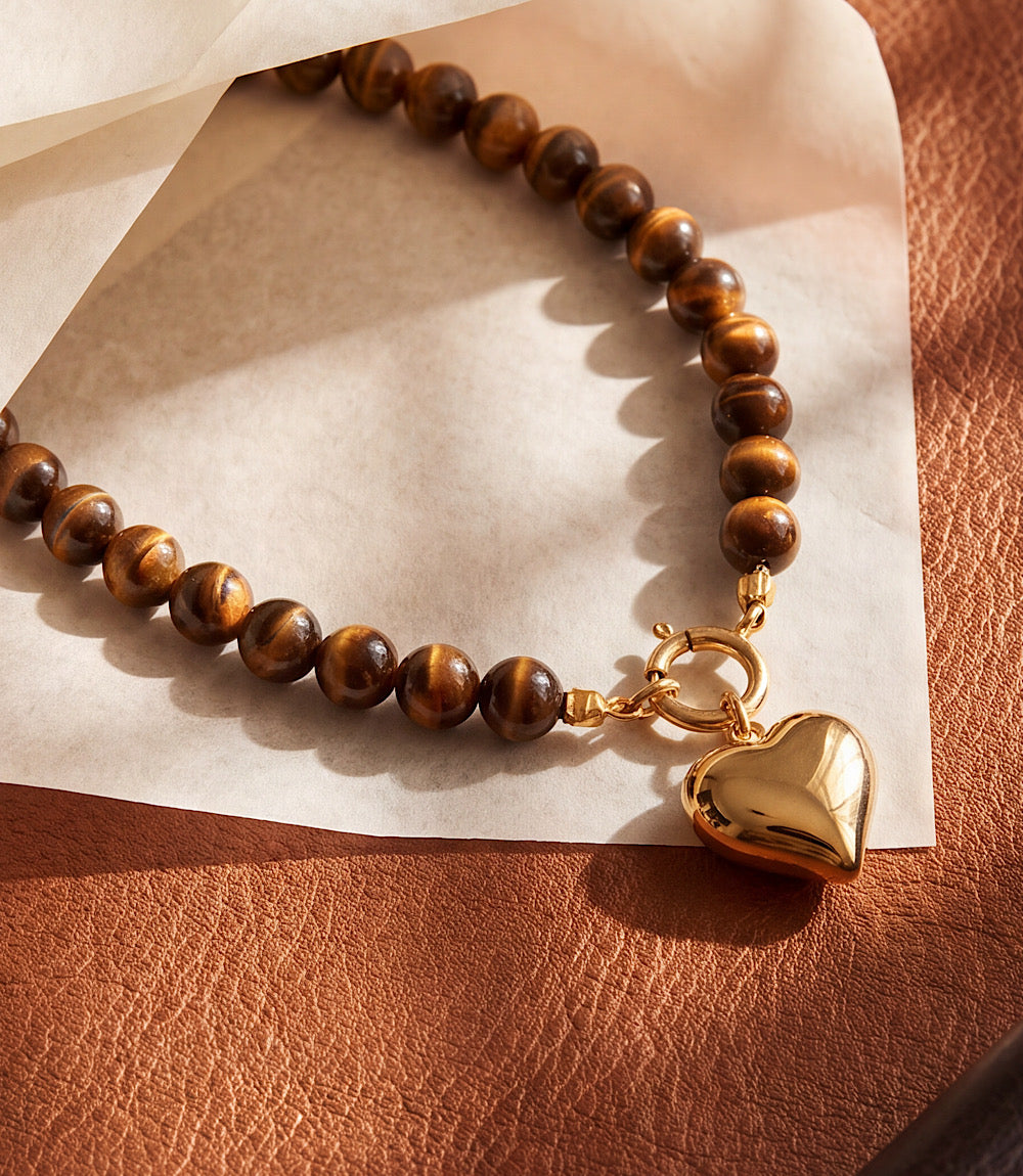 Beaded Heart Toggle Necklace