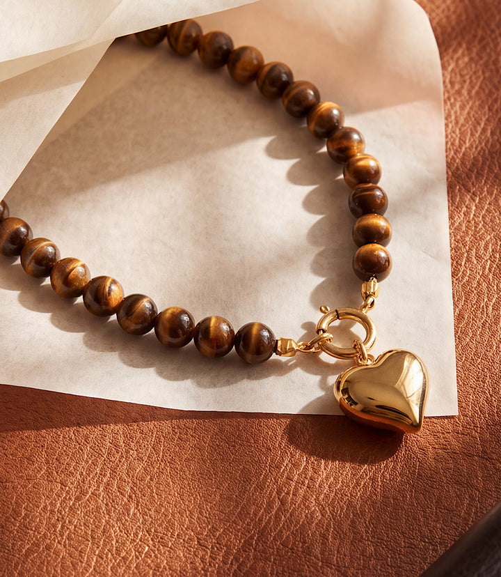 Beaded Heart Toggle Necklace