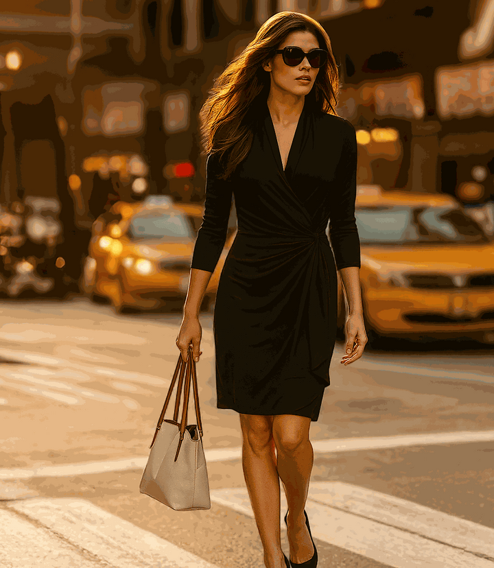 Petite Size Cascade Wrap Dress