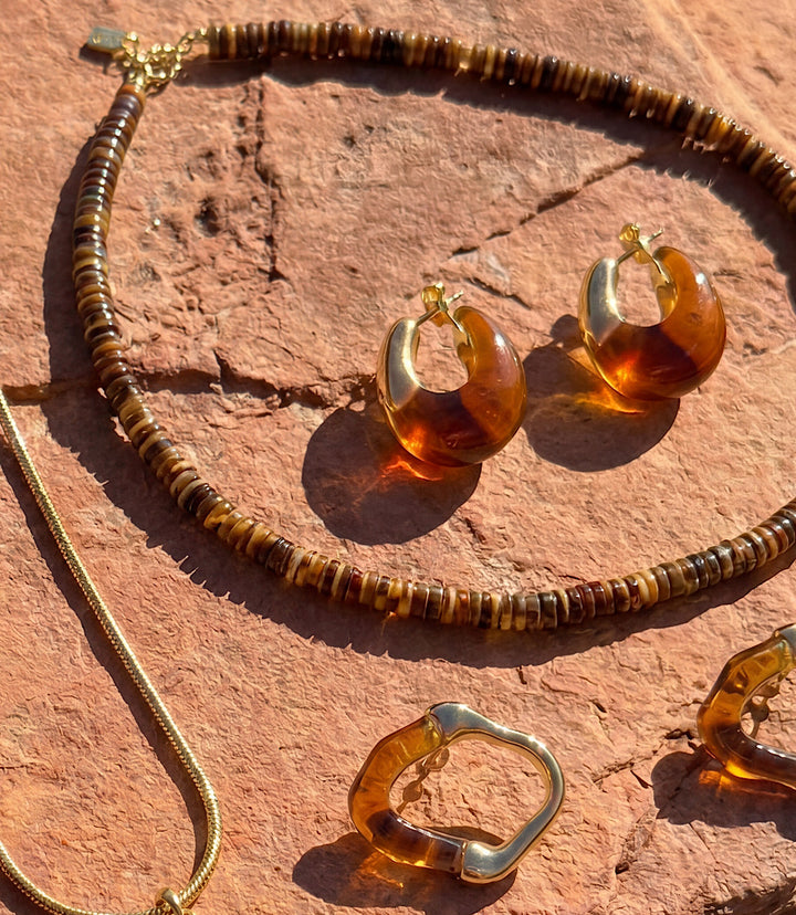 Amber Hoop Earrings