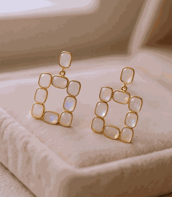 Rectangular Gemstone Bezel Earrings