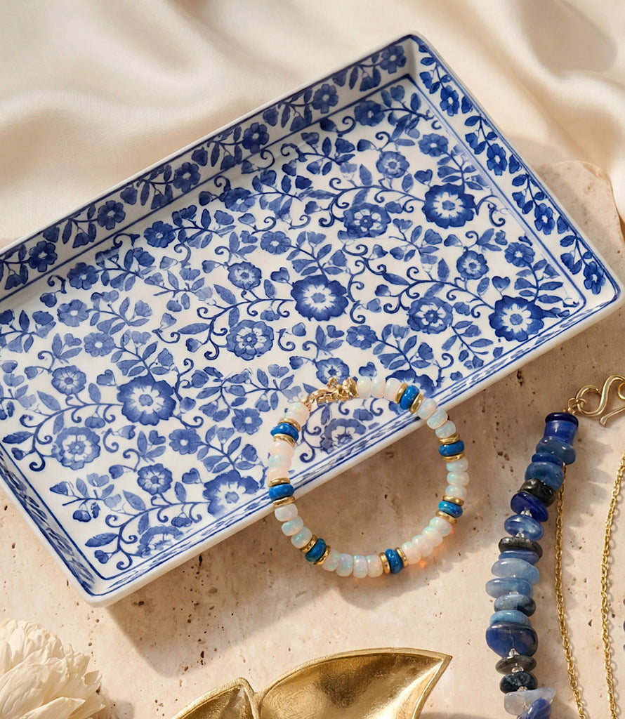 Hand-Painted Porcelain Blue And White Floral Tray – Karen Kane