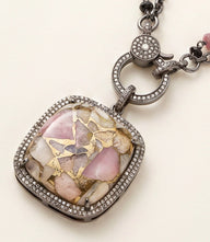 Pink Turquoise Crystal Pendant Necklace