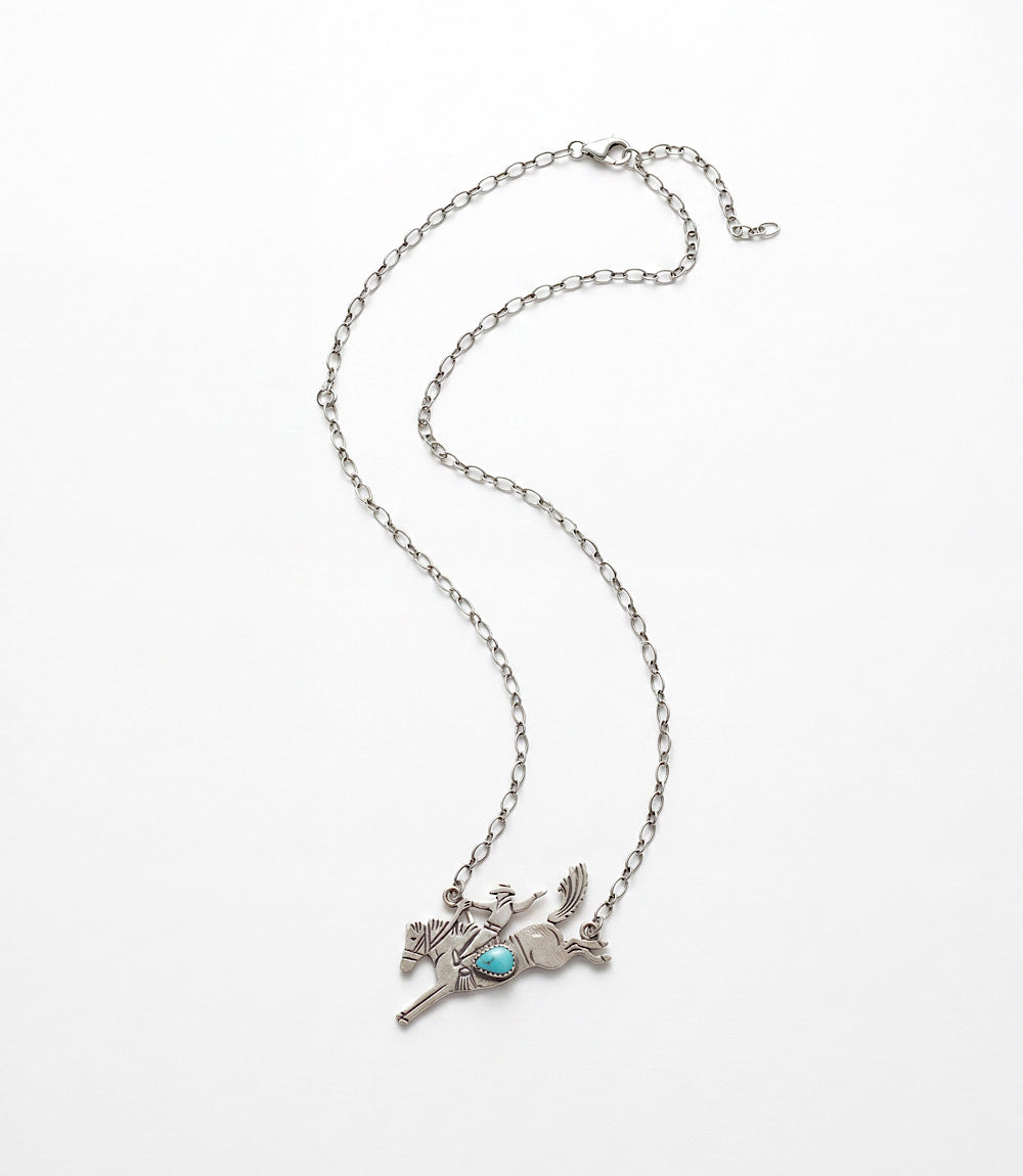 Bucking Bronco Sterling Silver Turquoise Necklace