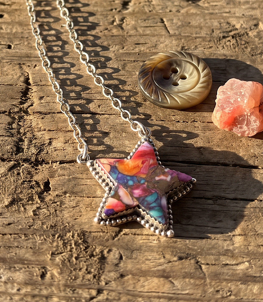 Pink Dahlia Star Necklace