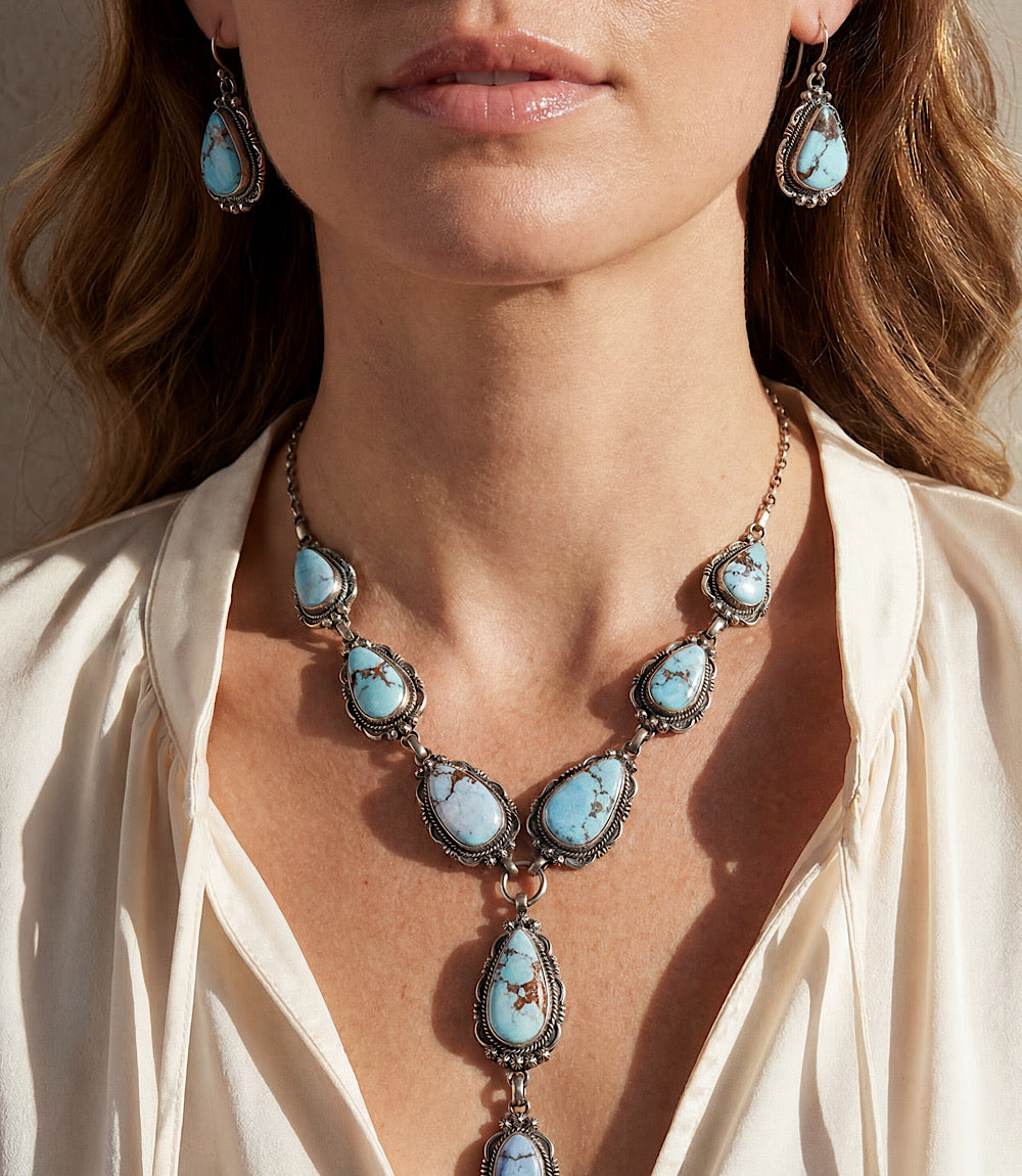 Golden Hill Turquoise Sterling Silver Necklace Set