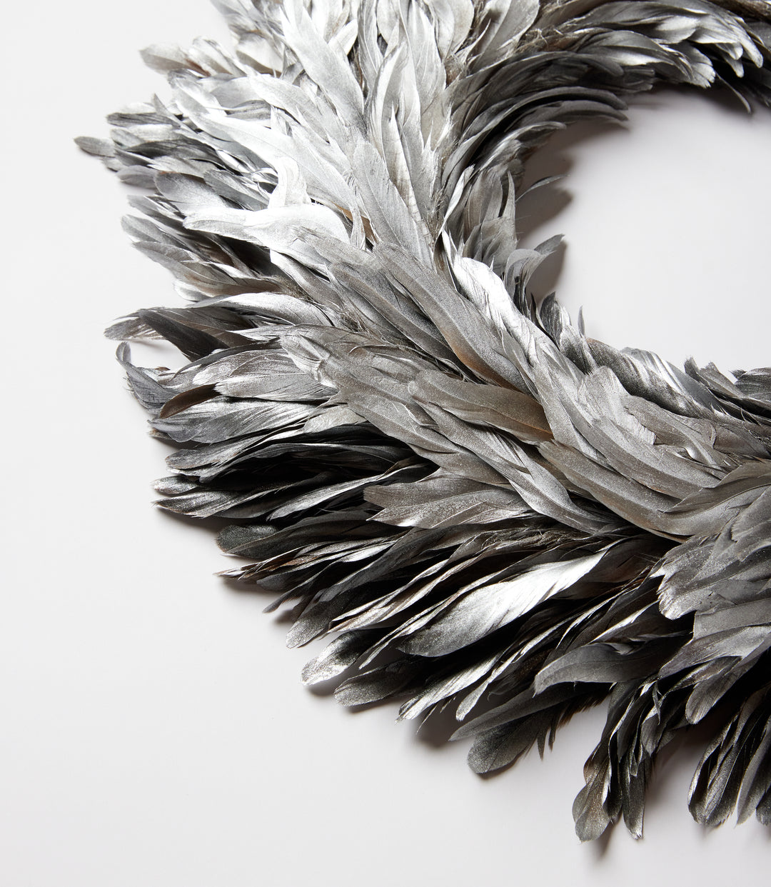 Flocked Feather Metallic Wreath