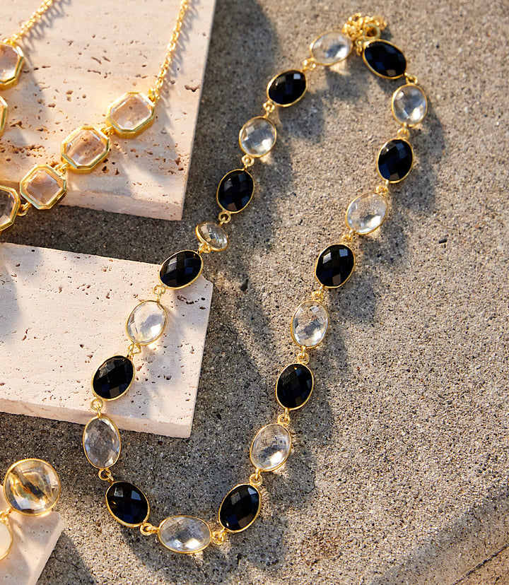 Black And White Station Necklace