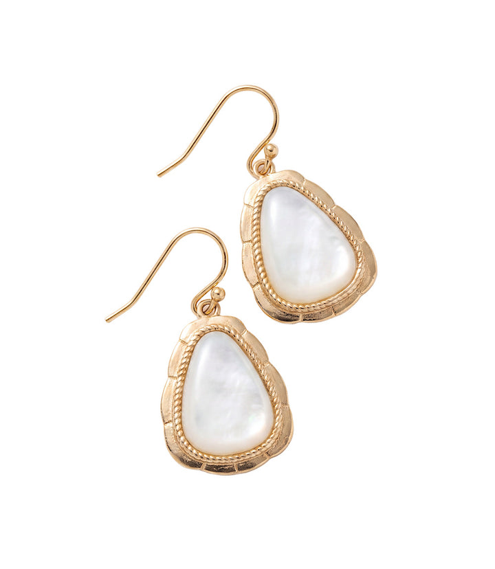 Mother Of Pearl Golden Drop Earrings