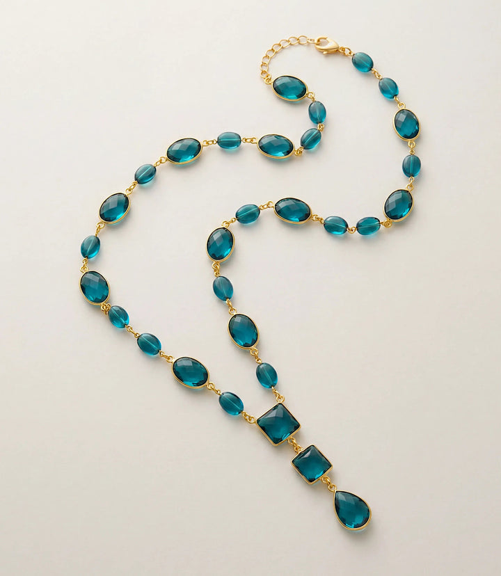 Teal Topaz Lariat Necklace