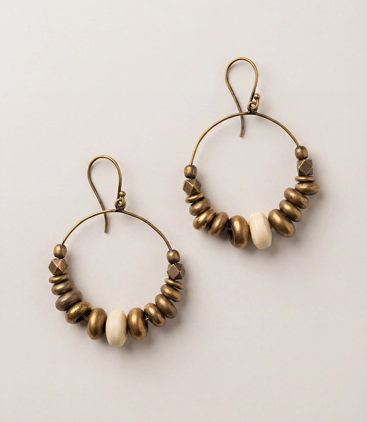 Gold Bead Hoop Earrings