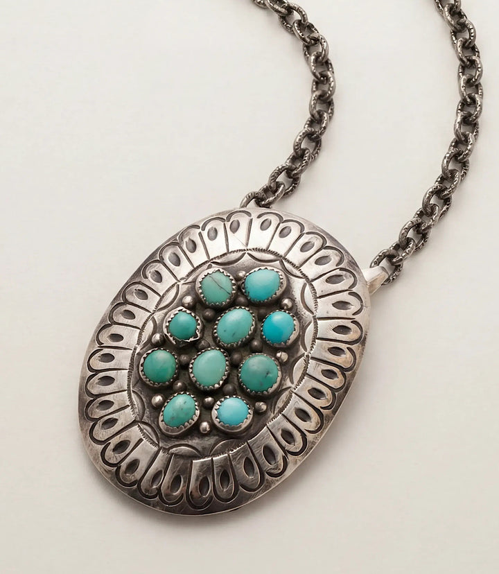Vintage Kingman Turquoise Concho Necklace