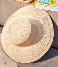 Handwoven Rope Straw Bucket Hat with adjustable cotton sweatband in natural hue