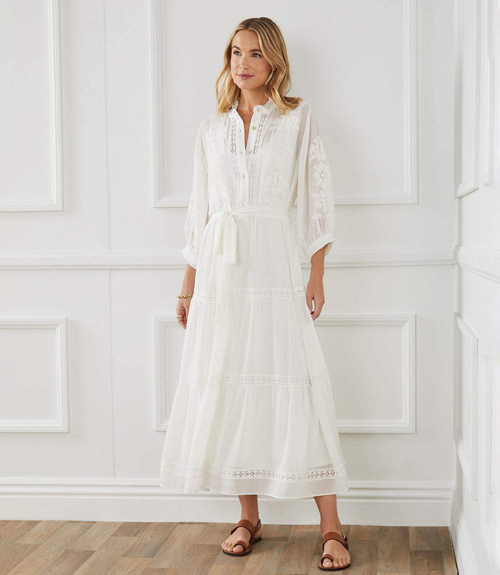 Embroidered Tiered Dress