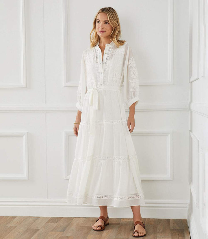 Embroidered Tiered Dress