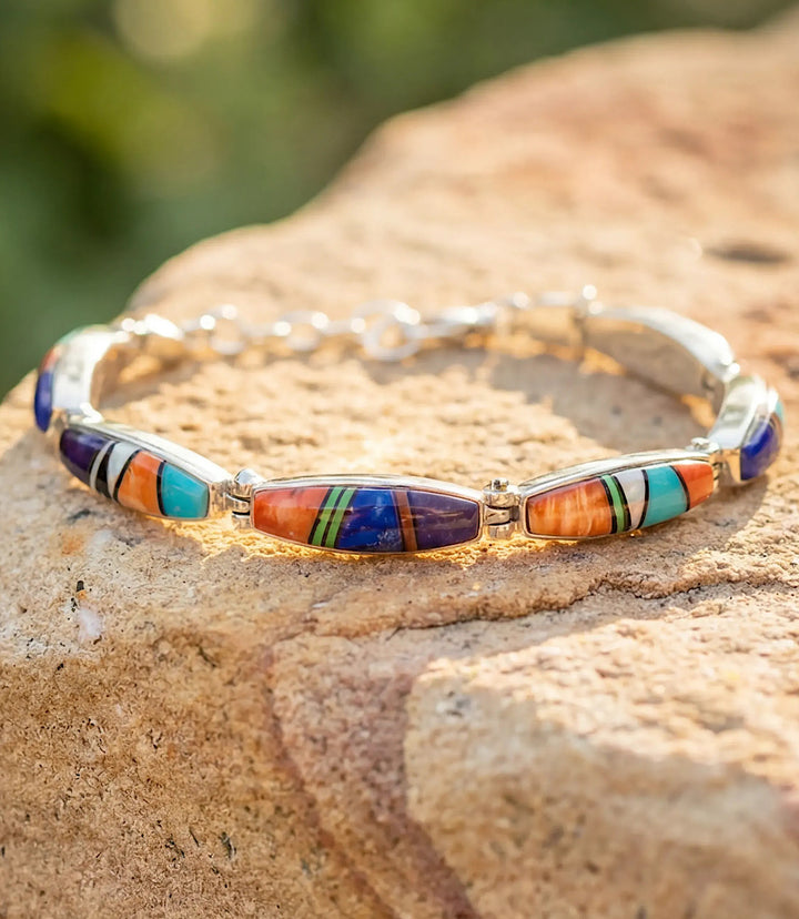 Multistone Turquoise Inlay Link Bracelet