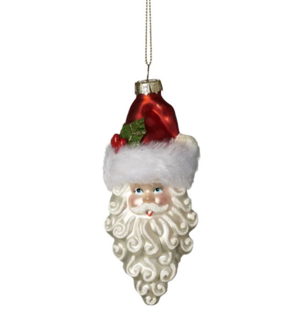 Tall Hat Santa Glass Ornament