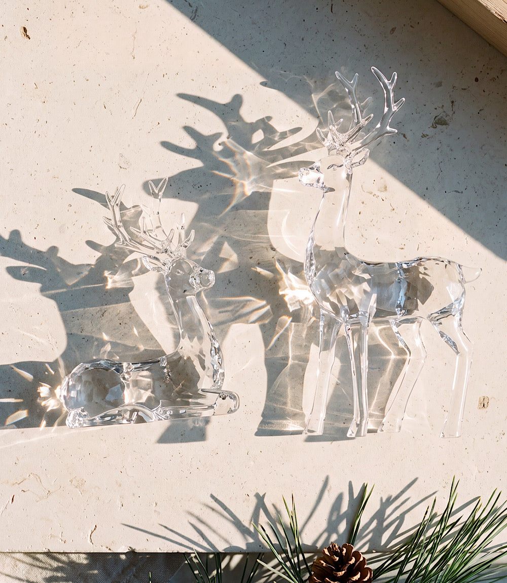 Acrylic Deer Sculptures, Set Of 2