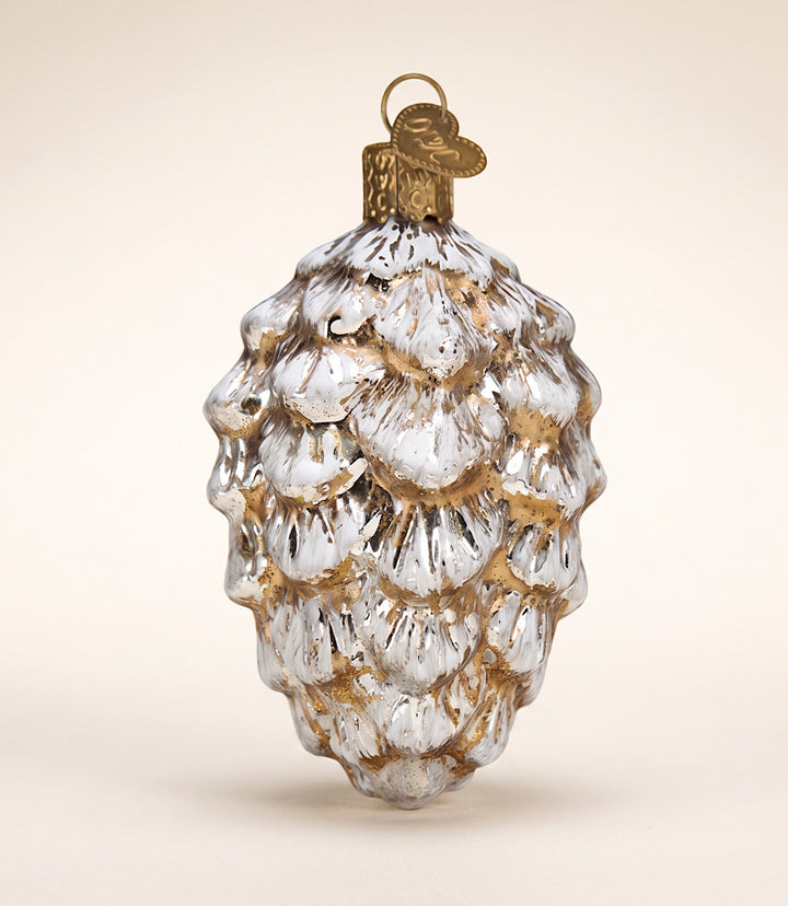 Vintage Ponderosa Pine Cone Glass Ornament