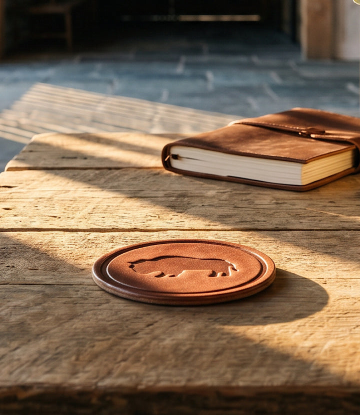Stamped Leather Buffalo Coaster