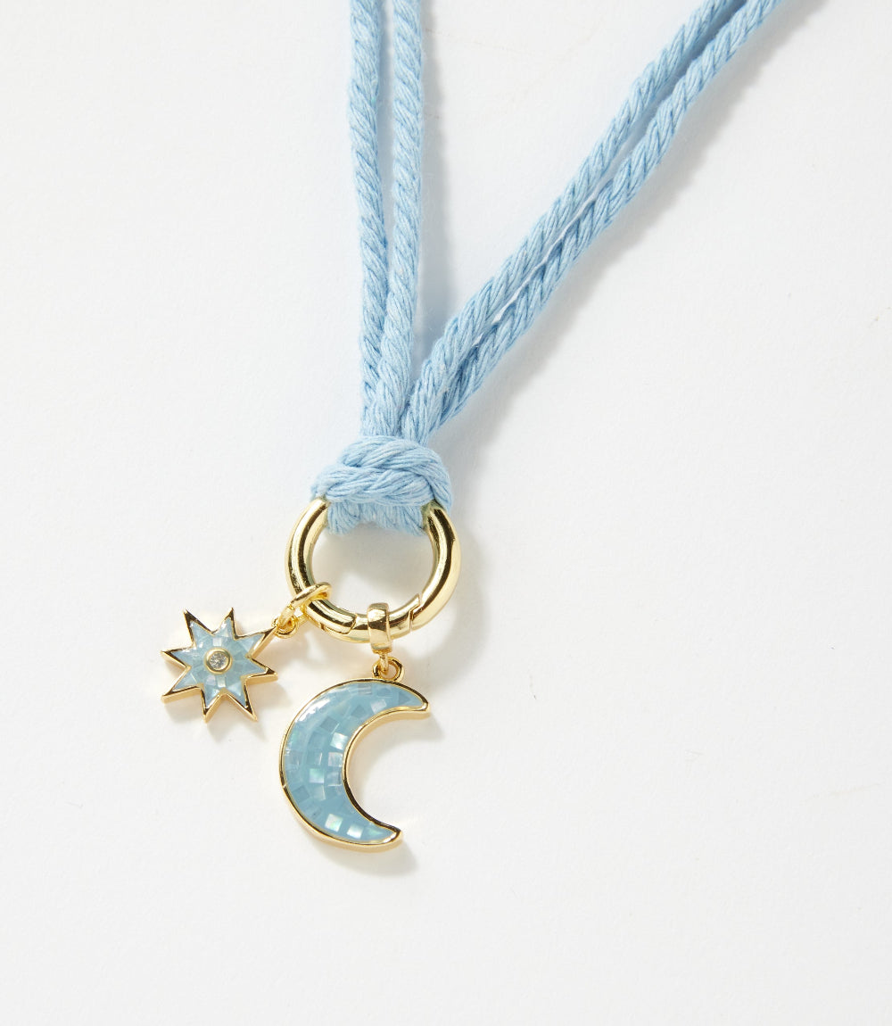 Moon And Starburst Cord Necklace