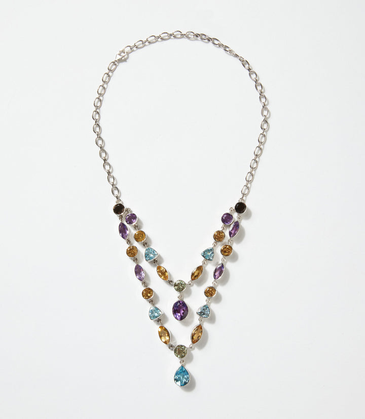 Multi Gemstone Double Strand Necklace
