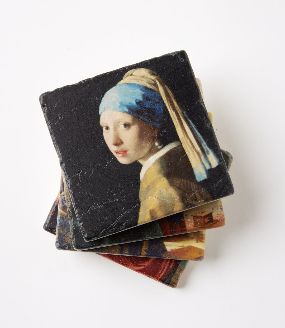 Johannes Vermeer Marble Coasters, Set Of 4
