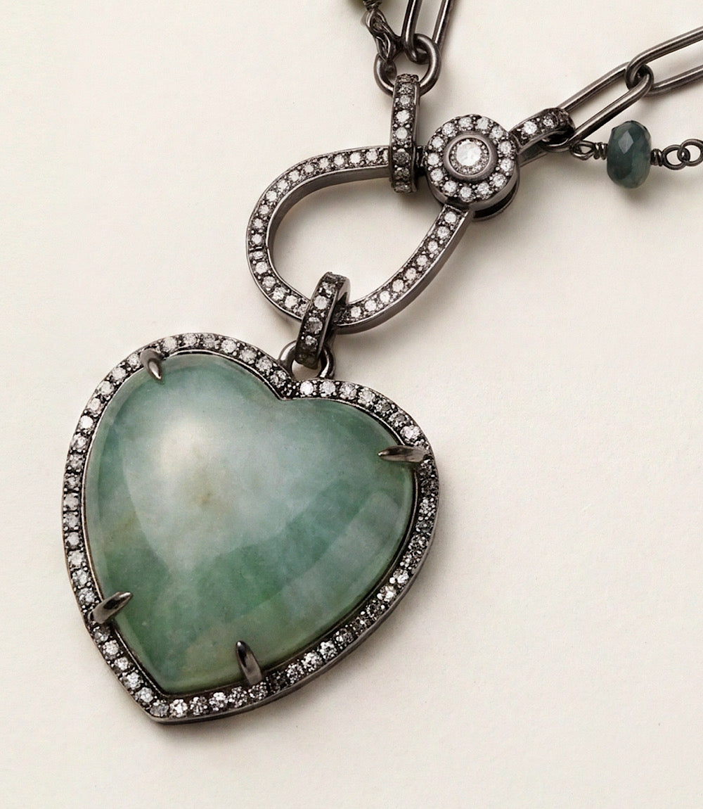 Aquamarine Heart Crystal Pendant Necklace