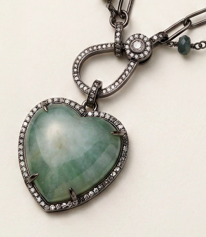 Aquamarine Heart Crystal Pendant Necklace