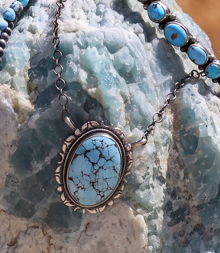 Embellished Turquoise Pendant Necklace
