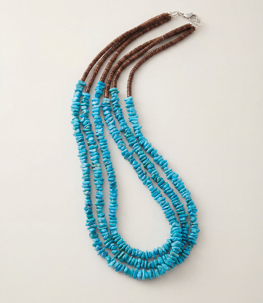 Three Strand Turquoise And Heishi Necklace